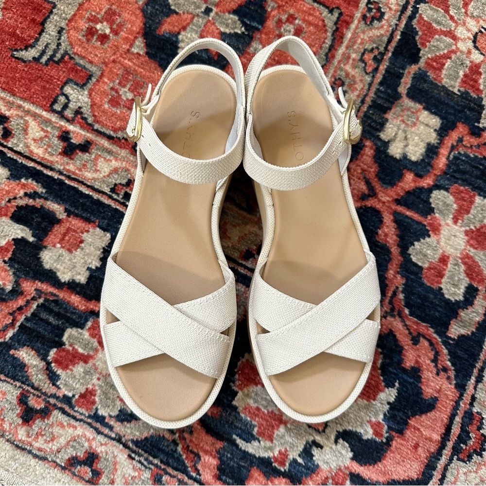 Rothy's Cream Cross-Strap Platform Sandals - Picture 5 of 9